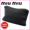 【送料無料】 ミュウミュウ miumiu ポーチ 化粧ポーチ ブラック (あす楽対応) 人気 美品 【中古】 J5373