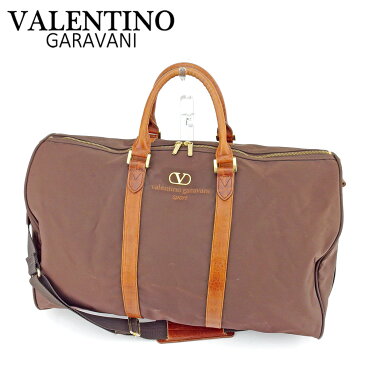 ヴァレンティノ ガラバーニ VALENTINO GARAVANI ボストンバッグ ブラウン ナイロン×レザー 人気 セール 【中古】 T6633 .