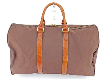 ヴァレンティノ ガラバーニ VALENTINO GARAVANI ボストンバッグ ブラウン ナイロン×レザー 人気 セール 【中古】 T6633 .