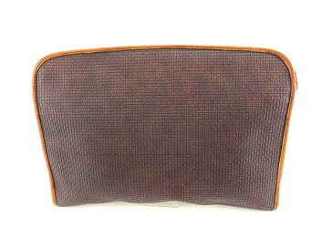 【送料無料】 バリー BALLY ビジネスバッグ 書類ケース B柄 ブラウン×キャメル PVC×レザー 人気 【中古】 C2116