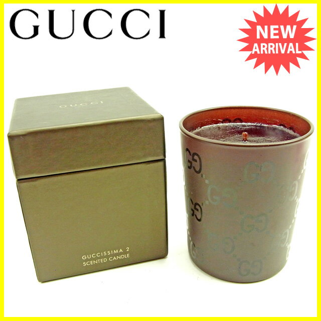 【中古】 【送料無料】 グッチ アロマキャンドル ロウソク メンズ可 マイクロGG ブラウン軽 Gucci Y6247