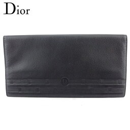 【春の大感謝祭 30％OFF】<strong>ディオール</strong> 長札入れ 札入れ メンズ ロゴ ブラック レザー Dior 【<strong>ディオール</strong>】 E1624S 【中古】