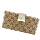 【マラソン10%オフクーポン&P20倍】 グッチ 長財布 Wホック GG柄 ベージュ×アイボリー GUCCI 長サイフ サイフ 収納 財布 ユニセックス 小物 【グッチ】 E525 【中古】
