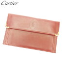 【マラソン10%オフクーポン&P20倍】 カルティエ 長財布 がま口 財布 マストライン ボルドー ゴールド レザー Cartier 長サイフ サイフ 収納 財布 ユニセックス 小物 【カルティエ】 T17044 【中古】