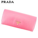 【マラソン10%オフクーポン&P20倍】 プラダ 長財布 L字ファスナー 財布 ロゴ ピンク ゴールド サフィアーノレザー PRADA 【プラダ】 T7753S 【中古】
