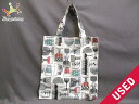 【新着】marimekko(マリメッコ) トートバッグ 白×黒×マルチ エコバッグ/グラス柄 コットン【20170813】【中古】