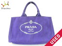 PRADA(プラダ) トートバッグ CANAPA パープル×アイボリー キャンバス【20181211】【中古】【dfs】