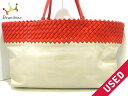 BOTTEGA VENETA(ボッテガヴェネタ) トートバッグ イントレチャート B00326178P レッド×アイボリー レザー【20181210】【中古】【dfn】