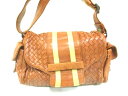 【新着】BOTTEGA VENETA(ボッテガヴェネタ) ショルダーバッグ イントレチャート 141201 ブラウン×ベージュ レザー【20181117】【中古】