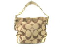 COACH(コーチ) ショルダーバッグ カーリー シグネチャー 10620 カーキ×アイボリー ジャガード×レザー【20190604】【中古】【dfn】