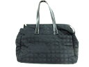 CHANEL(シャネル) ボストンバッグ ニュートラベルライン 黒 ゴールド金具 ジャガード×レザー【20200402】【中古】【dfn】