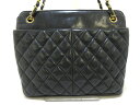 CHANEL(シャネル) ショルダーバッグ マトラッセ 黒 チェーンショルダー/ゴールド金具 ラムスキン【20200120】【中古】【dfs】