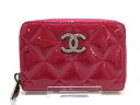 CHANEL(シャネル) コインケース美品■ マトラッセ ピンク シルバー金具/ラウンドファスナー エナメル(レザー)【20200425】【中古】【dfn】