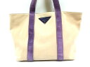 PRADA(プラダ) ショルダーバッグ - BR0722 ベージュ×パープル キャンバス×スエード【20200724】【中古】【dfn】