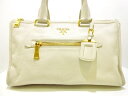 PRADA(プラダ) ハンドバッグ - BL0805 アイボリー 革タグ レザー【20200527】【中古】【dfs】