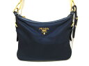 PRADA(プラダ) ショルダーバッグ美品■ - ダークネイビー 革タグ ナイロン×レザー【20200712】【中古】【dfs】