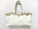 BOTTEGA VENETA(ボッテガヴェネタ) トートバッグ イントレチャート 158673 白 刺繍・エンブロイダードトリム レザー【20200708】【中古】【dfn】