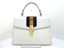 【新着】GUCCI(グッチ) ハンドバッグ シルヴィ 431665 白×ネイビー×レッド ビス欠損あり レザー×キャンバス【20200808】【中古】