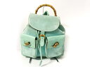 GUCCI(グッチ) リュックサック バンブー ライトグリーン スエード【20201013】【中古】【dfs】