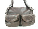 BOTTEGA VENETA(ボッテガヴェネタ) ショルダーバッグ イントレチャート 248521 ダークブラウン レザー【20200621】【中古】【dfn】