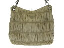 PRADA(プラダ) ショルダーバッグ ギャザーバッグ BR4896 グレーベージュ 革タグ レザー【20201019】【中古】【dfs】
