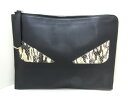 【新着】FENDI(フェンディ) クラッチバッグ美品■ バッグバグモンスター 8M0370 黒×アイボリー レザー【20200909】【中古】