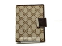 【新着】【中古】GUCCI(グッチ) GG柄 手帳 ベージュ×ダークブラウン ジャガード×レザー