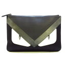【新着】【中古】FENDI(フェンディ) クラッチバッグ バッグバグズ 7N0078 グレー×アイボリー×黒 レザー