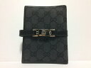 【新着】【中古】GUCCI(グッチ) ジャッキー,GG柄 手帳 黒×シルバー ジャガード×レザー