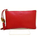 【新着】【中古】GUCCI(グッチ) バンブー クラッチバッグ レッド レザー
