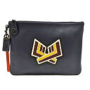 【新着】【中古】COACH(コーチ) クラッチバッグ ダークネイビー×アイボリー×マルチ レザー