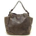 【新着】【中古】PRADA(プラダ) ショルダーバッグ 革タグ グレー×シルバー レザー