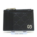 【新着】【中古】GUCCI(グッチ) シマライン/ダブルG コインケース 黒 レザー