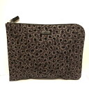 【中古】GUCCI(グッチ) クラッチバッグ 豹柄 ダークグレー×黒 ナイロン