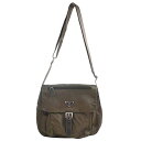 【新着】【中古】PRADA(プラダ) ショルダーバッグ カーキ×ダークブラウン ナイロン×レザー
