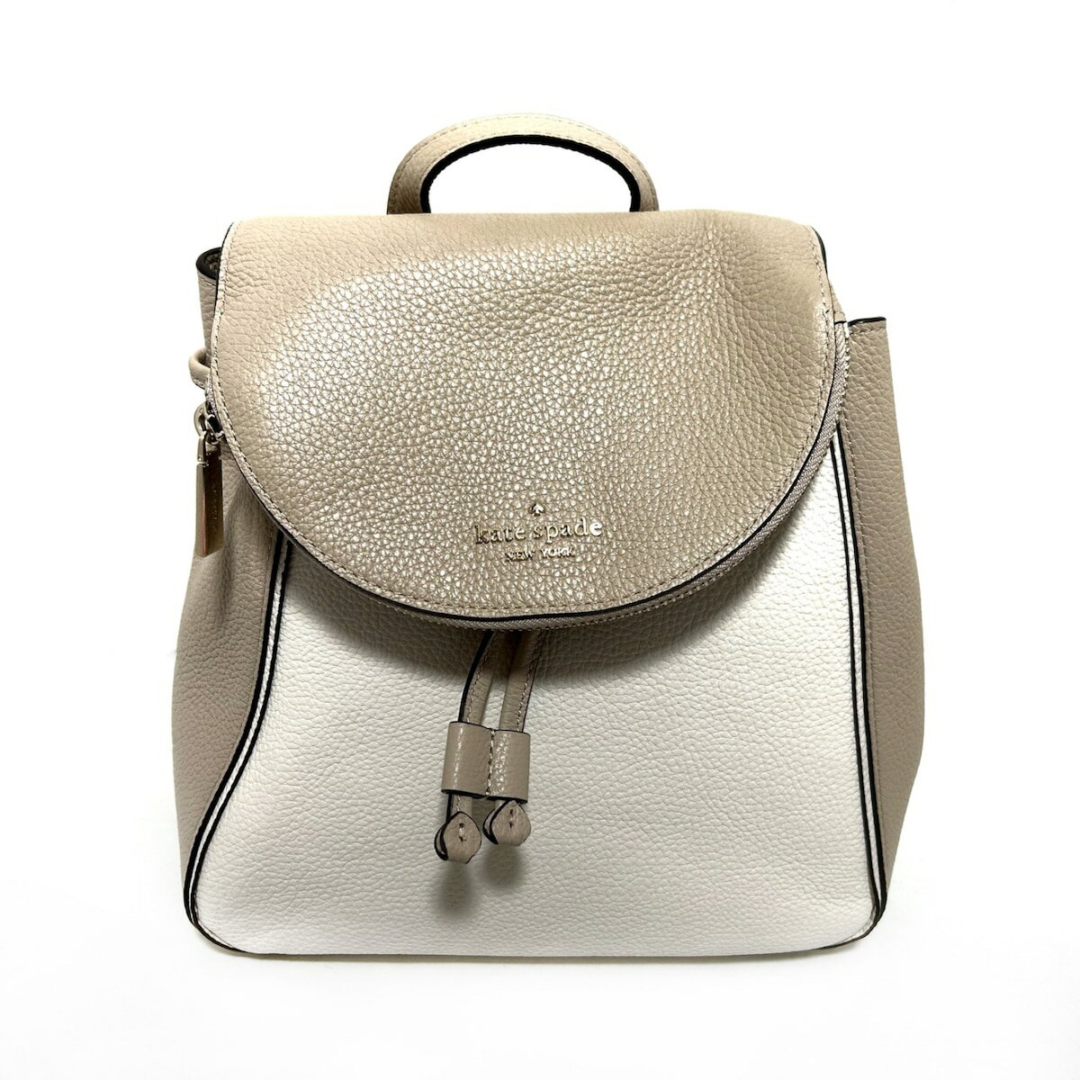 【中古】Kate spade(<strong>ケイトスペード</strong>) <strong>リュック</strong>サック ベージュ×アイボリー レザー