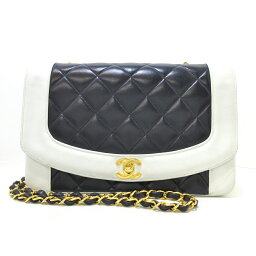 【新着】【中古】CHANEL(シャネル) ダイアナフラップ<strong>マトラッセ</strong> ショルダーバッグ ココマーク/チェーンショルダー/ゴールド金具/バイカラー ダーク<strong>ネイビー</strong>×白×ゴールド ラムスキン×金属素材