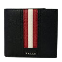 バリー 財布 6218013 TEISEL.LT 10 二つ折り財布 中ベロ小銭入れ BALLY STRIPE バリーストライプ BLACK ブラック 黒【あす楽対応_関東】