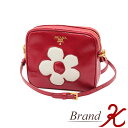 浜町店【PRADA/プラダ】サフィアーノ ヴェルニ ショルダーバッグ BP610Mフラワー エナメル レッド クロスボディ レディース 【中古品・美品】【送料無料】楽天