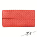 Aランク ボッテガ・ヴェネタ 二つ折り長財布 B01963949V BOTTEGA VENETA レディース red 【中古】