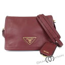 Aランク プラダ ショルダーバッグ 1BD082 エティケットショルダーバッグ カーフレザー CERISE レディース PRADA bordeaux ボルドー 【中古】