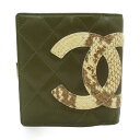 シャネル CHANEL がま口財布 二つ折り財布 財布 レザー レディース カーキ系 【中古】 | ブランド ブランド財布 レディース財布 サイフ