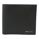 1/30まで【最大3万円OFFクーポン&全品ポイント5倍 】 プラダ PRADA 二つ折財布 二つ折り財布 財布 レザー メンズ レディース ブラック系 2MO7382E26F0R8F 【新品】