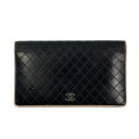 ▼5/20限定!全品2%OFFクーポン&ポイント2倍▼ シャネル CHANEL ビコローレ 二つ折長財布 財布 レザー レディース ブラック系 ブラック 【中古】 | ブランド ブランド財布 レディース財布 サイフ