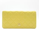 ▼5/20限定!全品2%OFFクーポン&ポイント2倍▼ シャネル CHANEL ZIP長財布 二つ折長財布 財布 ラムスキン (羊革) レディース イエロー系 イエロー 【中古】 | ブランド ブランド財布 レディース財布 サイフ