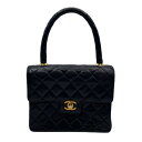 ▼12/04 20時より!全品ポイント5倍&最大3万円OFFクーポン▼ シャネル CHANEL ハンドバッグ バッグ ラムスキン (羊革) レディース ブラック系 【中古】 | ブランド ブランドバッグ バック ハンドバック ハンド