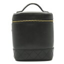 ▼12/04 20時より!全品ポイント5倍&最大3万円OFFクーポン▼ シャネル CHANEL 縦型バニティ ハンドバッグ バッグ レザー レディース ブラック系 【中古】