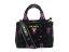 【中古】プラダ ベルベット 2WAYショルダーバッグ レディース ベロア ブラック x ピンク (1BA038) | PRADA ショルダーバッグ ショルダーバック ショルダー 肩がけ バッグ バック 鞄 ブランドバッグ ブランドバック BAG 美品 ブランド BRAND OFF