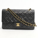 【中古】 シャネル マトラッセWフラップチェーンショルダーバッグ ハンドバッグ レディース 羊革 (ラム) ブラック (金具:ゴールド) | CHANEL BRANDOFF ブランドオフ ブランド ブランドバッグ バッグ ショルダーバッグ ショルダー