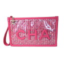 【中古】 シャネル クラッチバッグ ラージポーチ レディース ツイード x ビニール レザー ピンク (AP0360) | CHANEL BRANDOFF ブランドオフ ブランド ブランドバッグ バッグ バック アクセサリーポーチ アクセサリー ポーチ